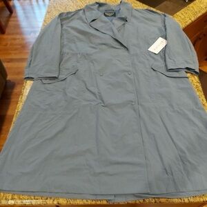 Athleta Blue Gray Button-Up trench rain Coat